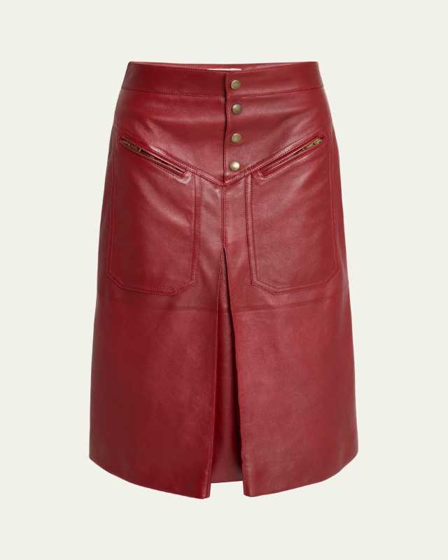 Slouch Leather Midi Skirt